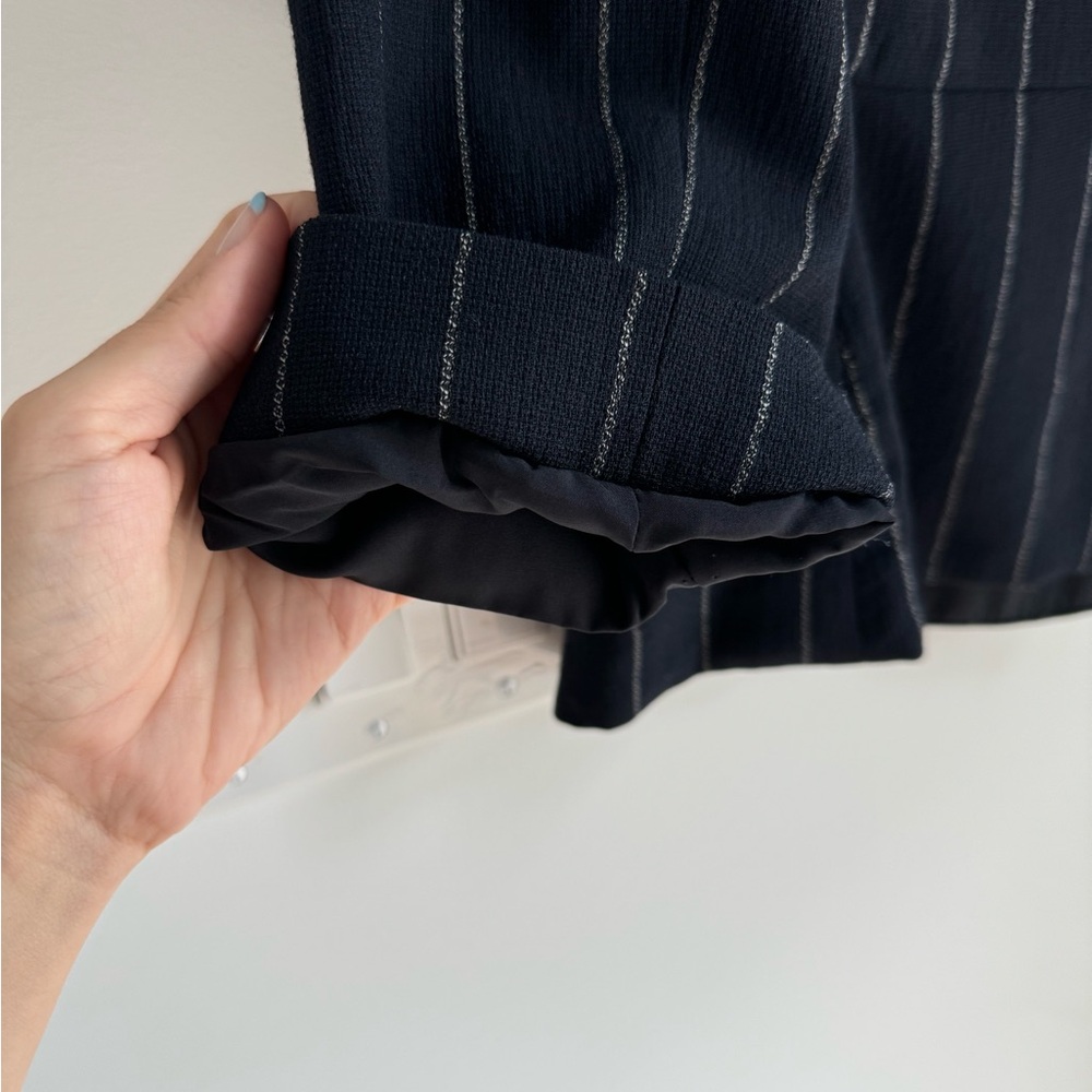 ARMANI COLLEZIONI Sz 8 Vintage Striped Navy Wool Blend Notched Collared - Picture 6 of 9